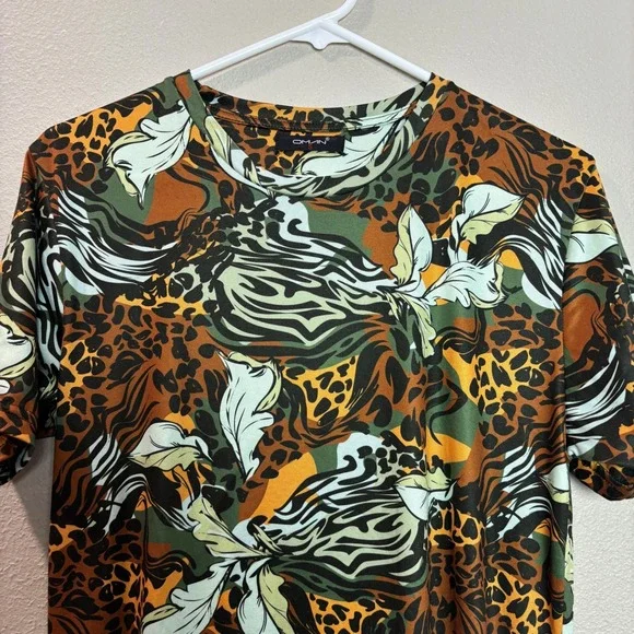 Jungle Animal Print Boho Leaf Top Women's Small Buttery Soft‎ Stretch Blouse - Picture 2 of 8